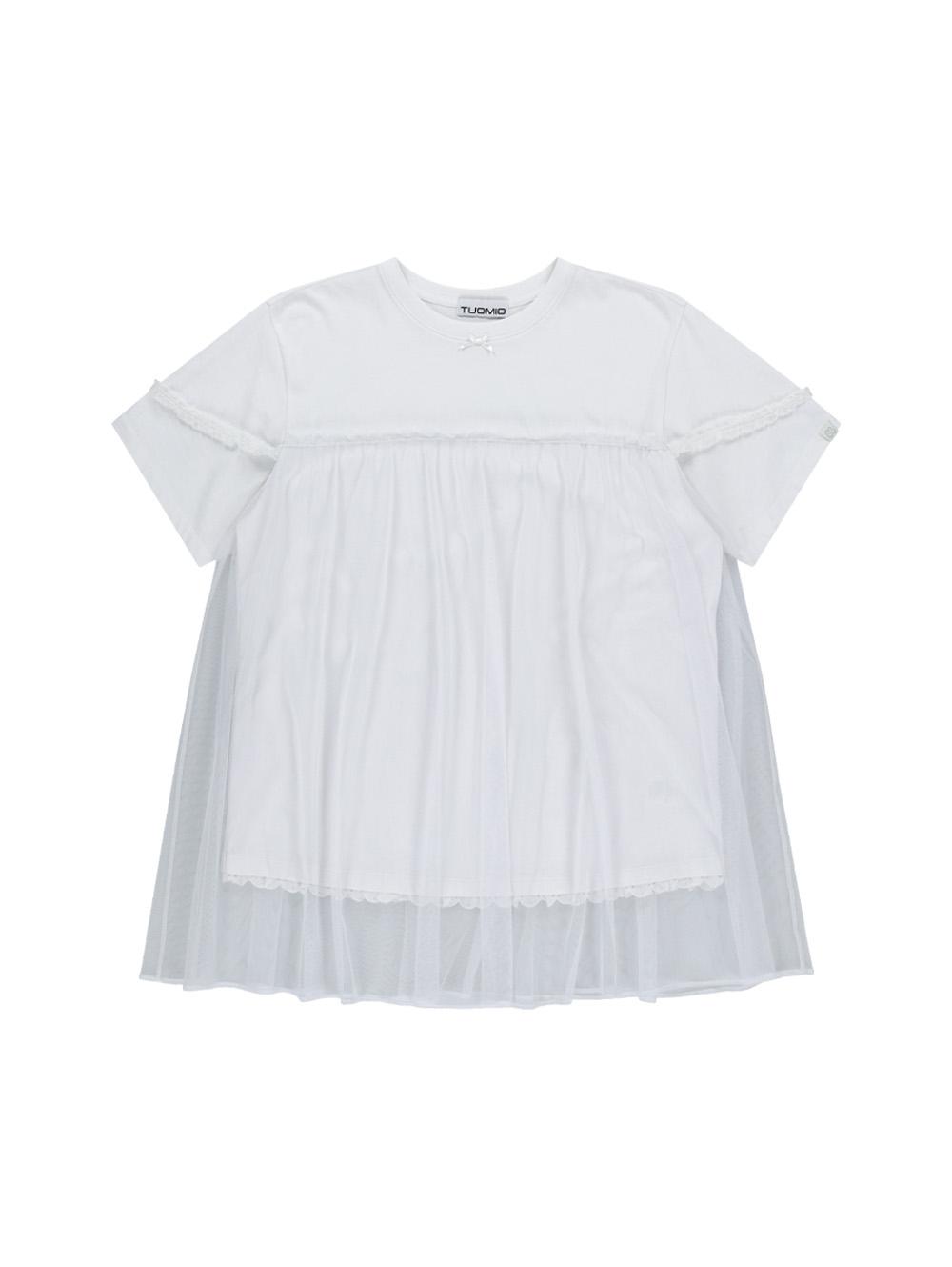 MESH LAYERED LACE T-SHIRT [WHITE]
