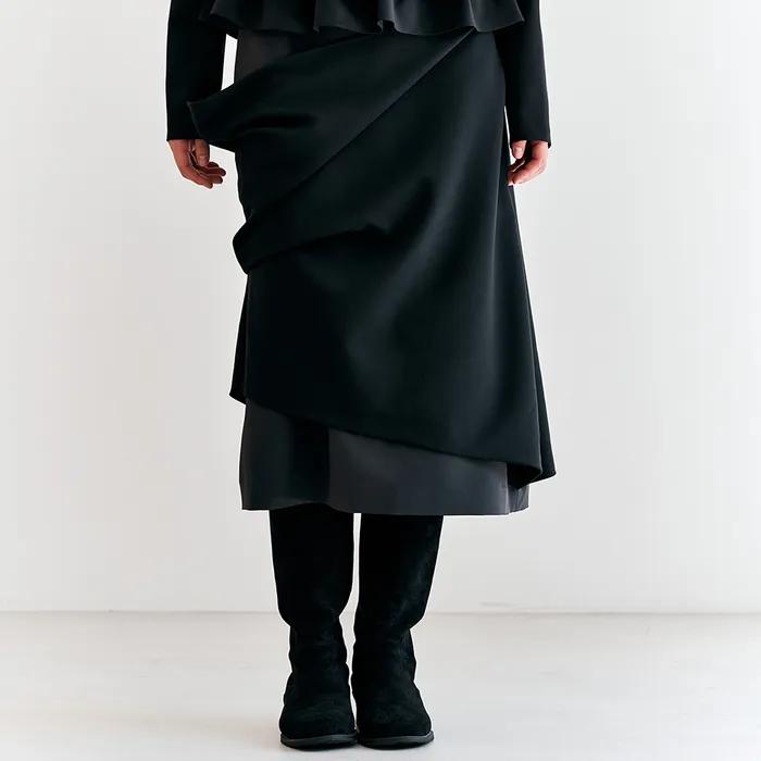 LAYERED DRAPE SKIRT (BLACK)