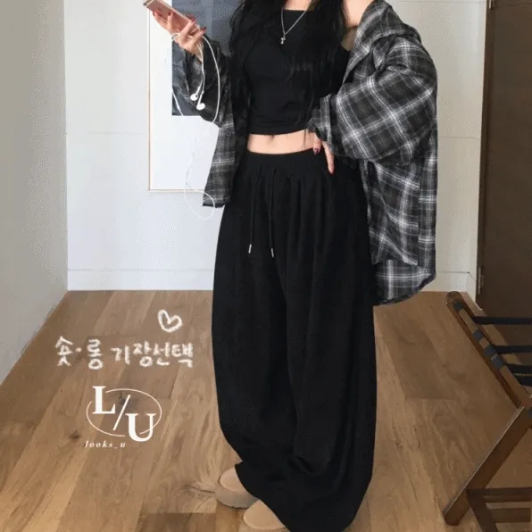 [숏,롱기장❤/코듀로이] 골덴 간절기 가을,겨울 핏보장 세상편해! 와이드 투턱 트레이닝 롱 골덴 밴딩 팬츠