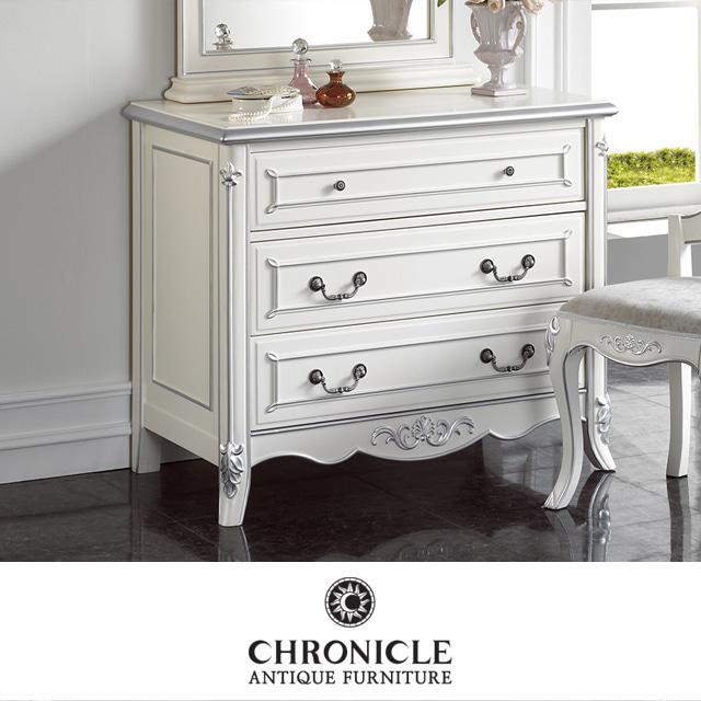 크로니클 화이트 3단 엔틱 서랍장