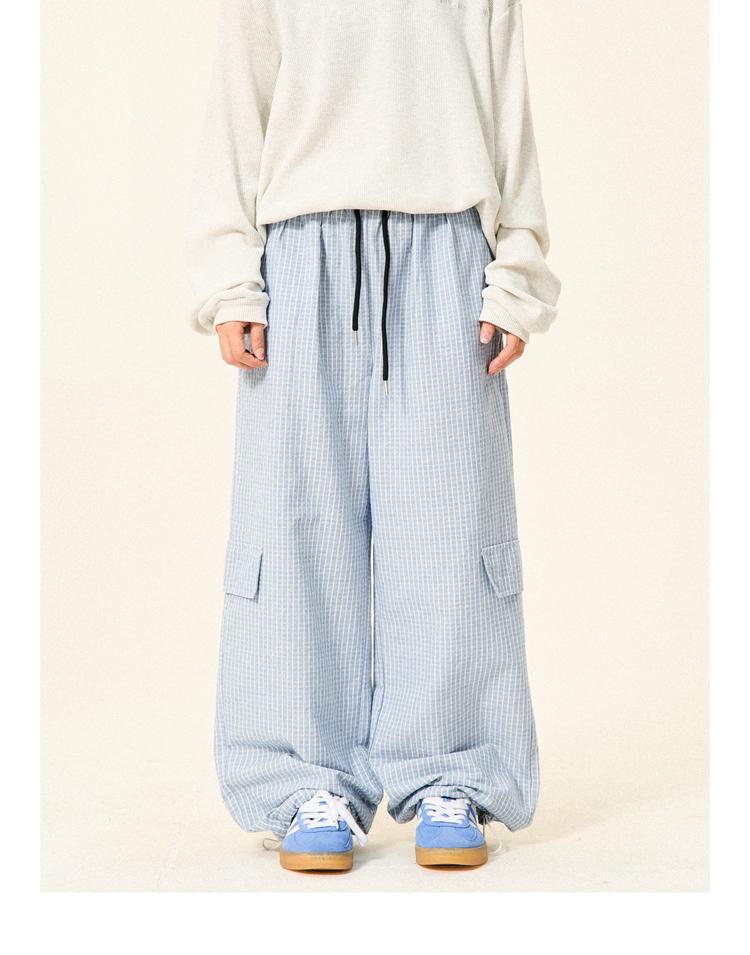 YOUNG STAGE Checkered Lazy Flap Strap Pants