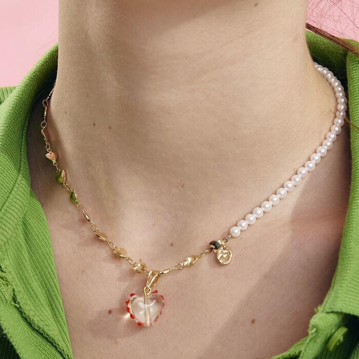 Gold Half Perl Necklace