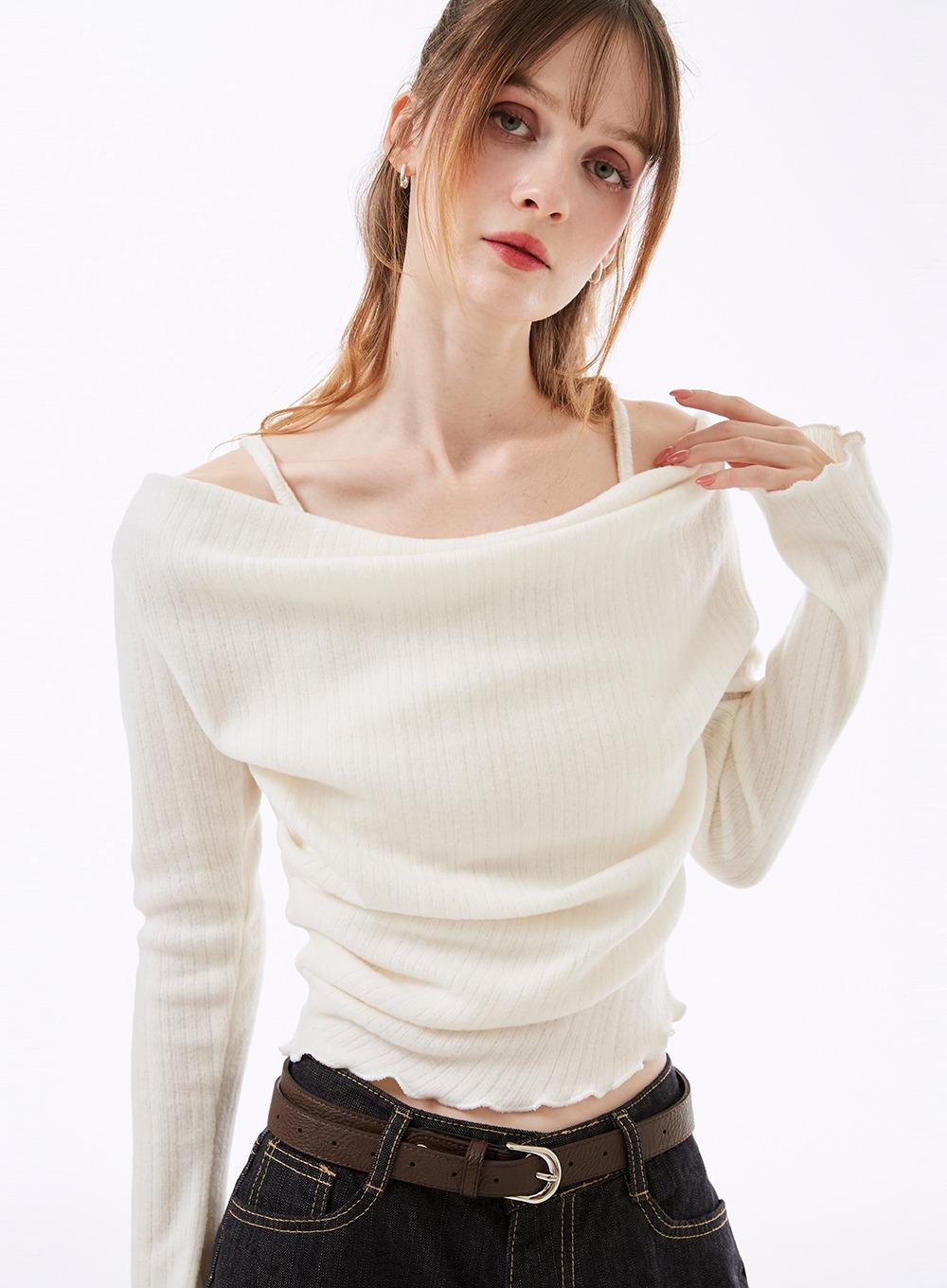 앰버링 기모 레이어드 드레이프 긴팔티