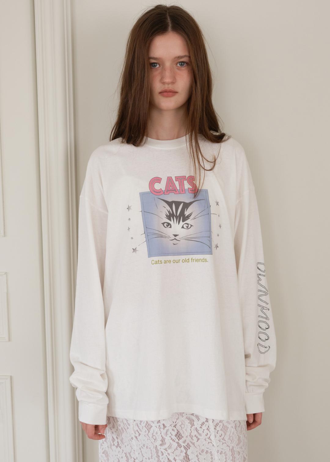 [3RD] CAT LONG SLEEVE T-SHIRT - WHITE