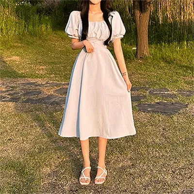 러블리 뒷리본 반팔 원피스