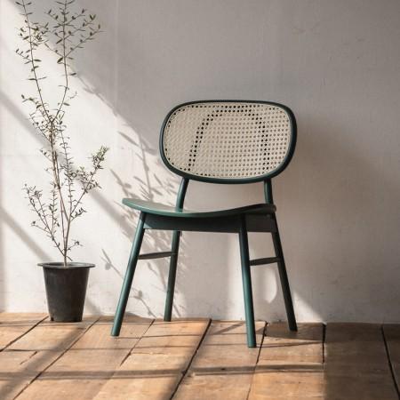 비스트로 라탄 우드 체어/그린