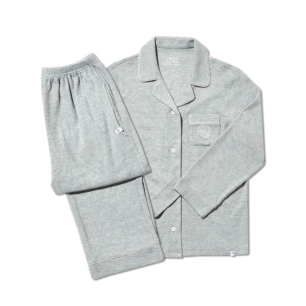 [W] Becky Grey Waffle Pajama Set