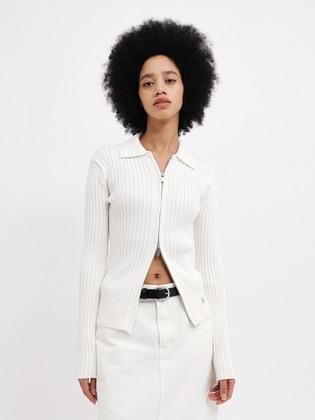 Ribbed Collar Sweater Cream