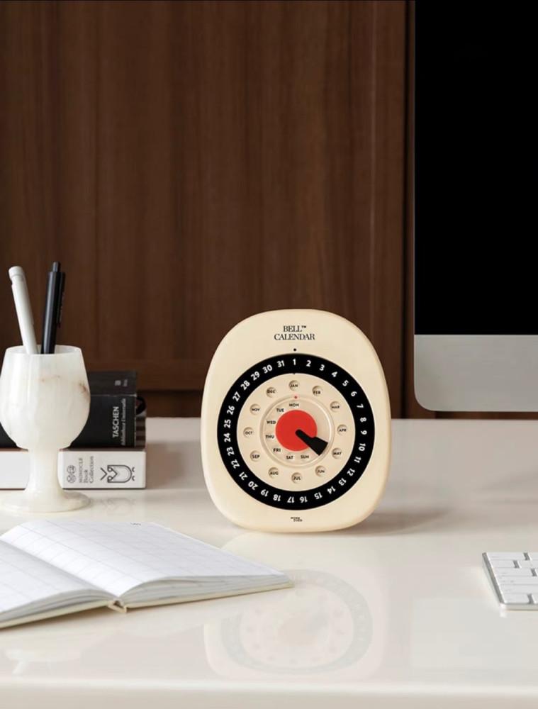 앳유어홈 빈티지 벨 캘린더 만년 달력 우드 목각 레트로 아날로그 인테리어 소품