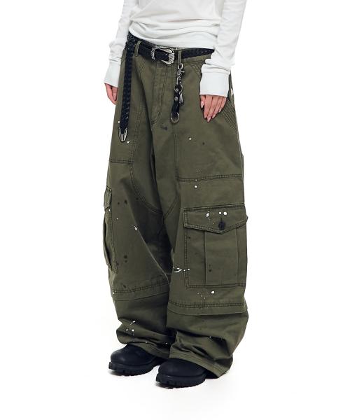 Painted Military Cargo Pants (Khaki)