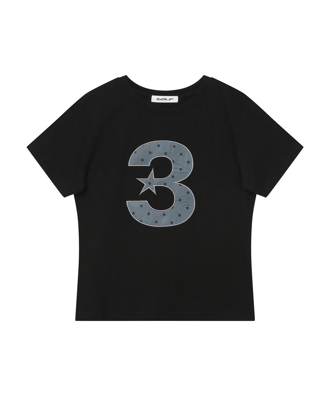 3 logo 도트 슬림핏 티셔츠 [블랙]