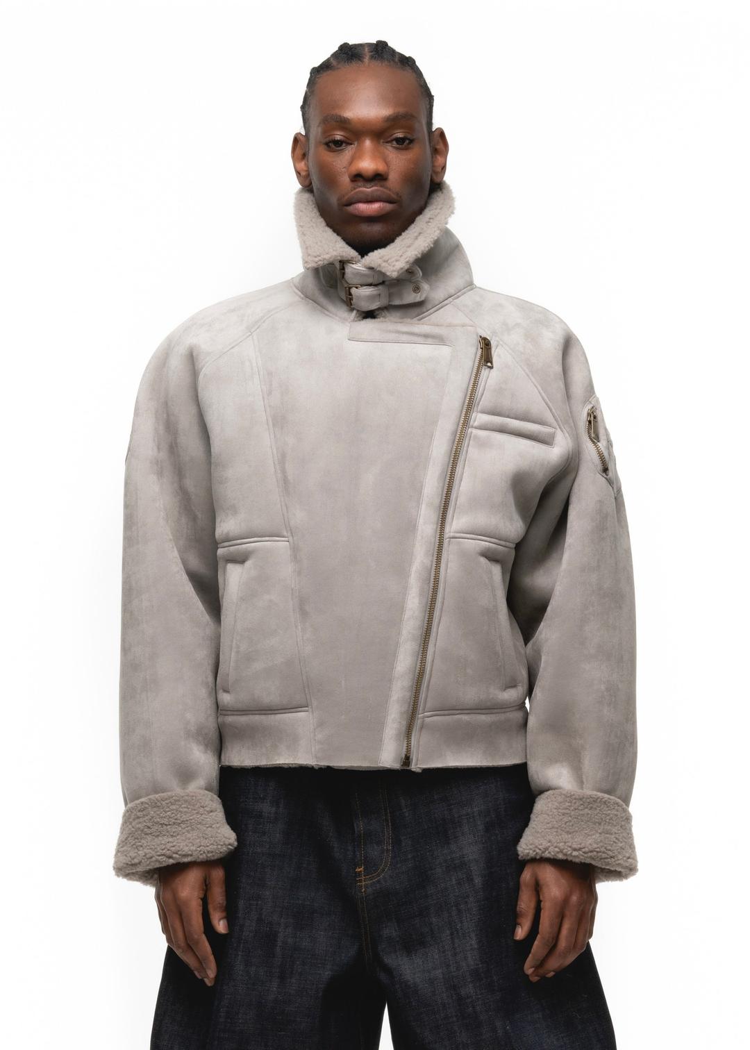 HEAVY FLIGHT SHEARLING JACKET GREY - SMALL