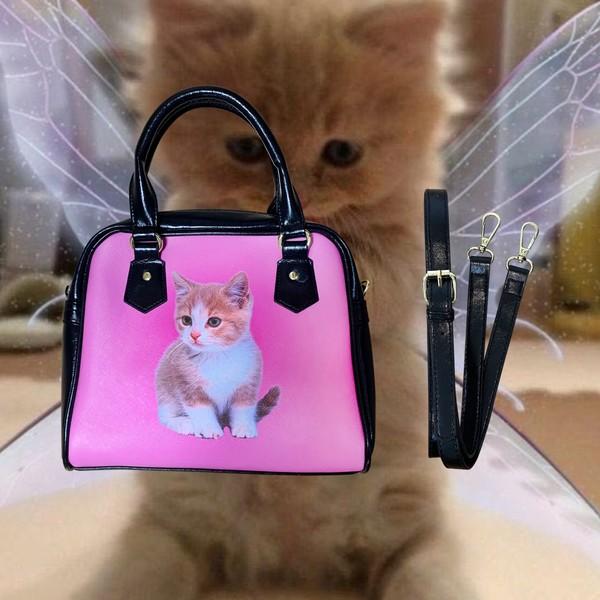 Pink cat leather bag