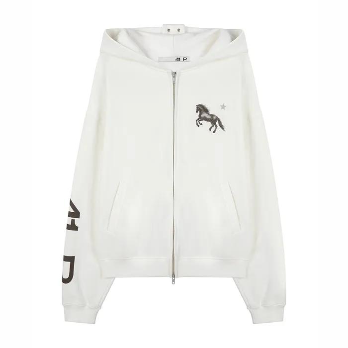 Midnight Horse Zip-up Hoodie / Ivory