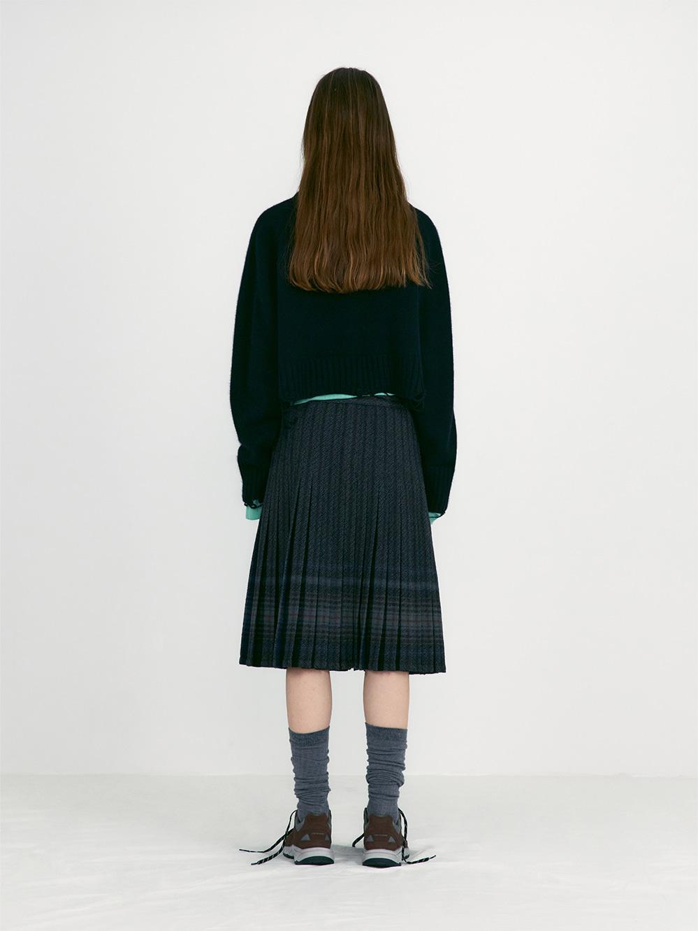 REVERSIBLE WOOL PLEATS SKIRTS_CHECK
