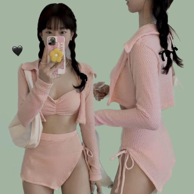 [비키니/가디건set] 리체 핑크 수영복 비치웨어_룸톡