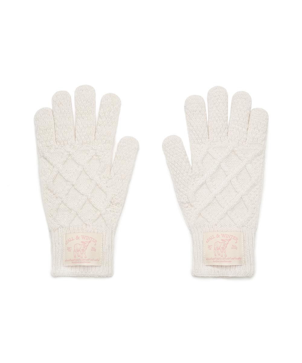 [NEW 10%] DIAMOND CABLE GLOVES - IVORY