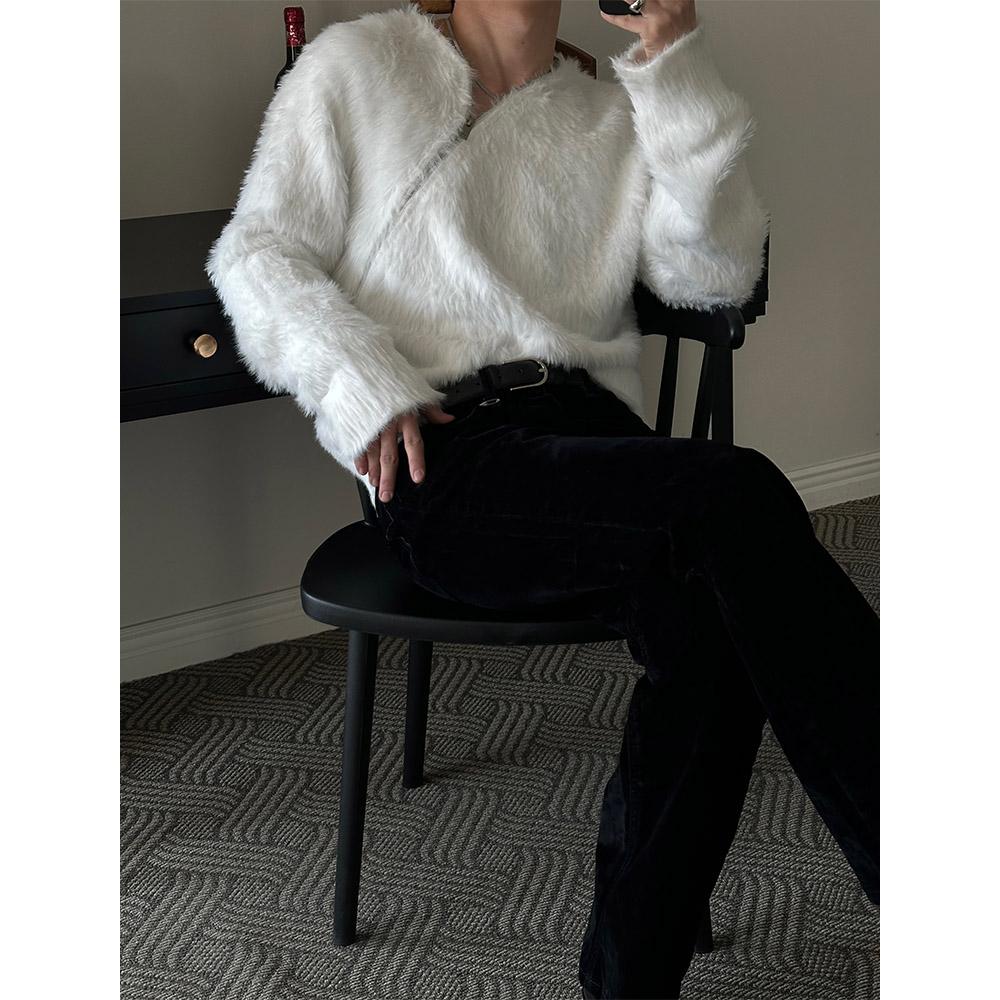 [당일배송] Angora brush side zipper knit(2color)