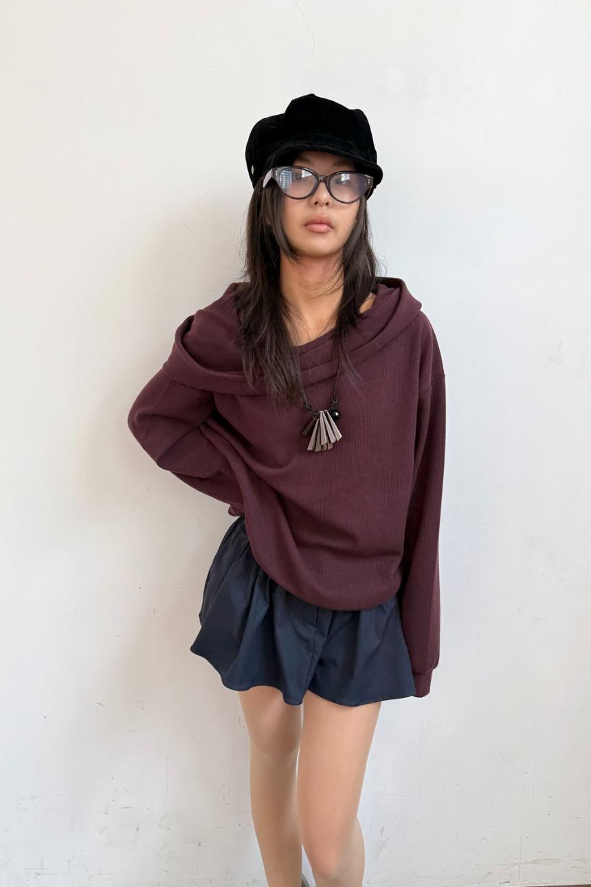 casual off hoodie top (3color)