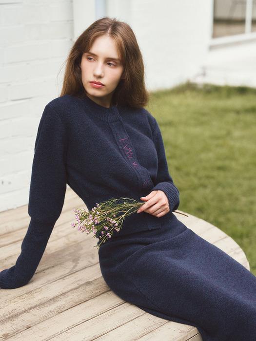 ALPACA SLIM CARDIGAN_MULBERRY NAVY