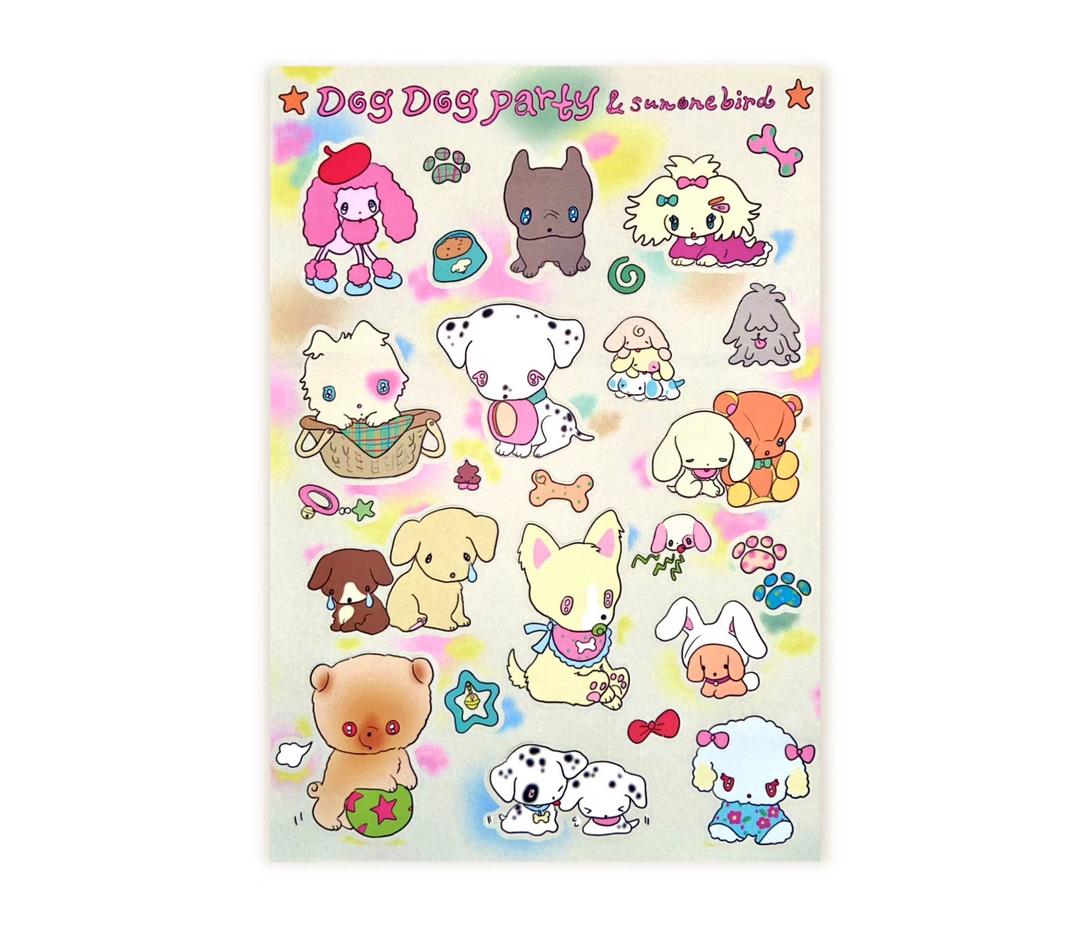 [ Dog Dog Party ] Sunonebird 콜라보레이션 스티커 4종