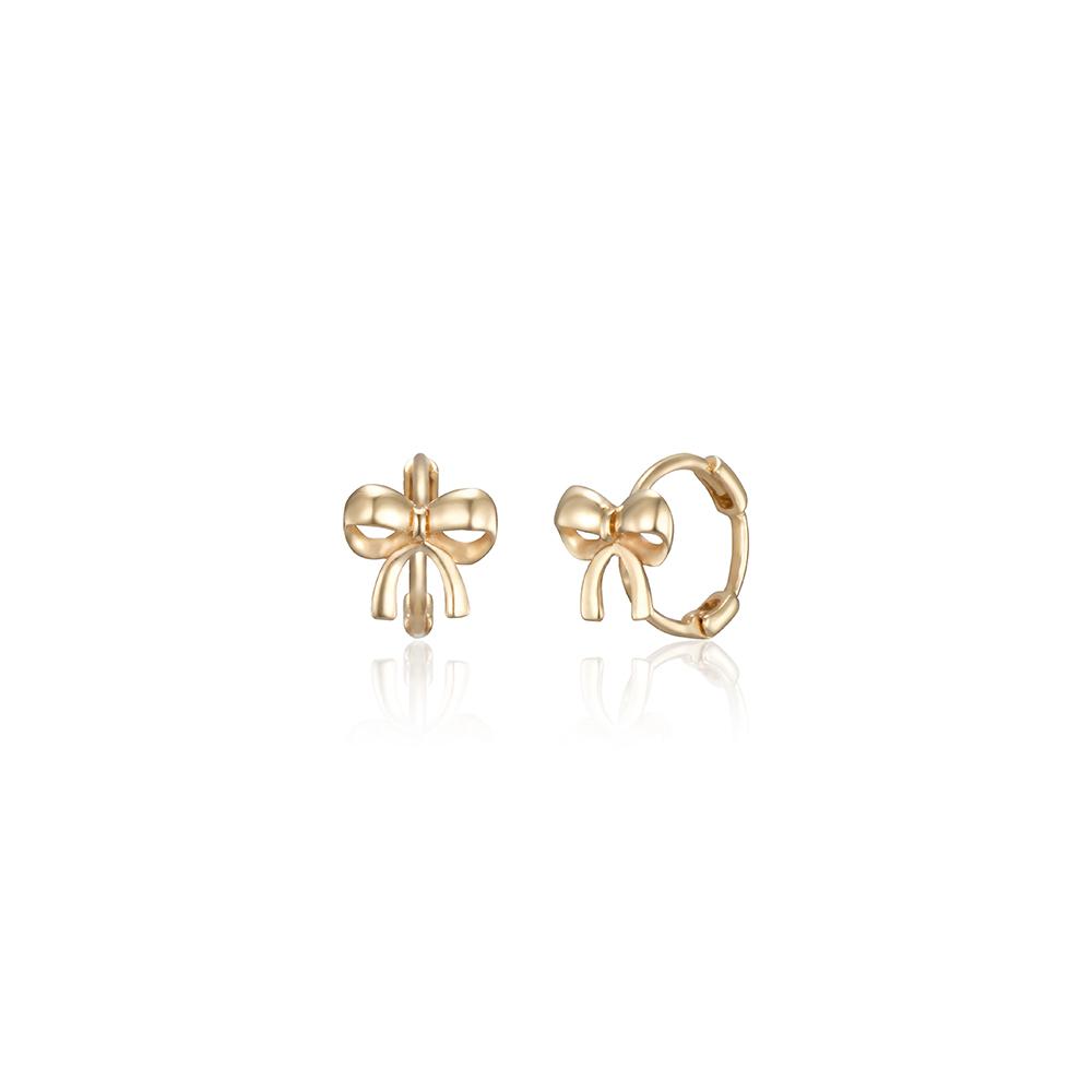 14K 페어리 리본 원터치 링 귀걸이 (14K 골드) #LFE48