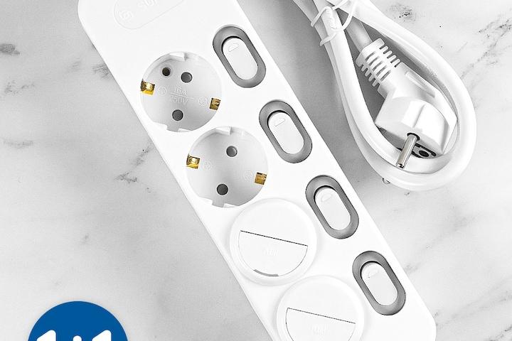 1+1 안전멀티탭 4구개별 1.5m/3m/5m 안전커버 개당 증정