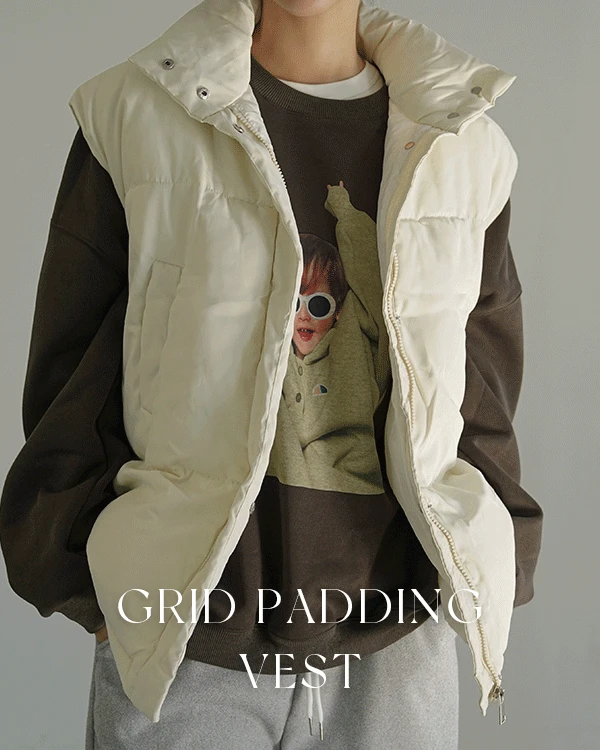 그리드 패딩 베스트