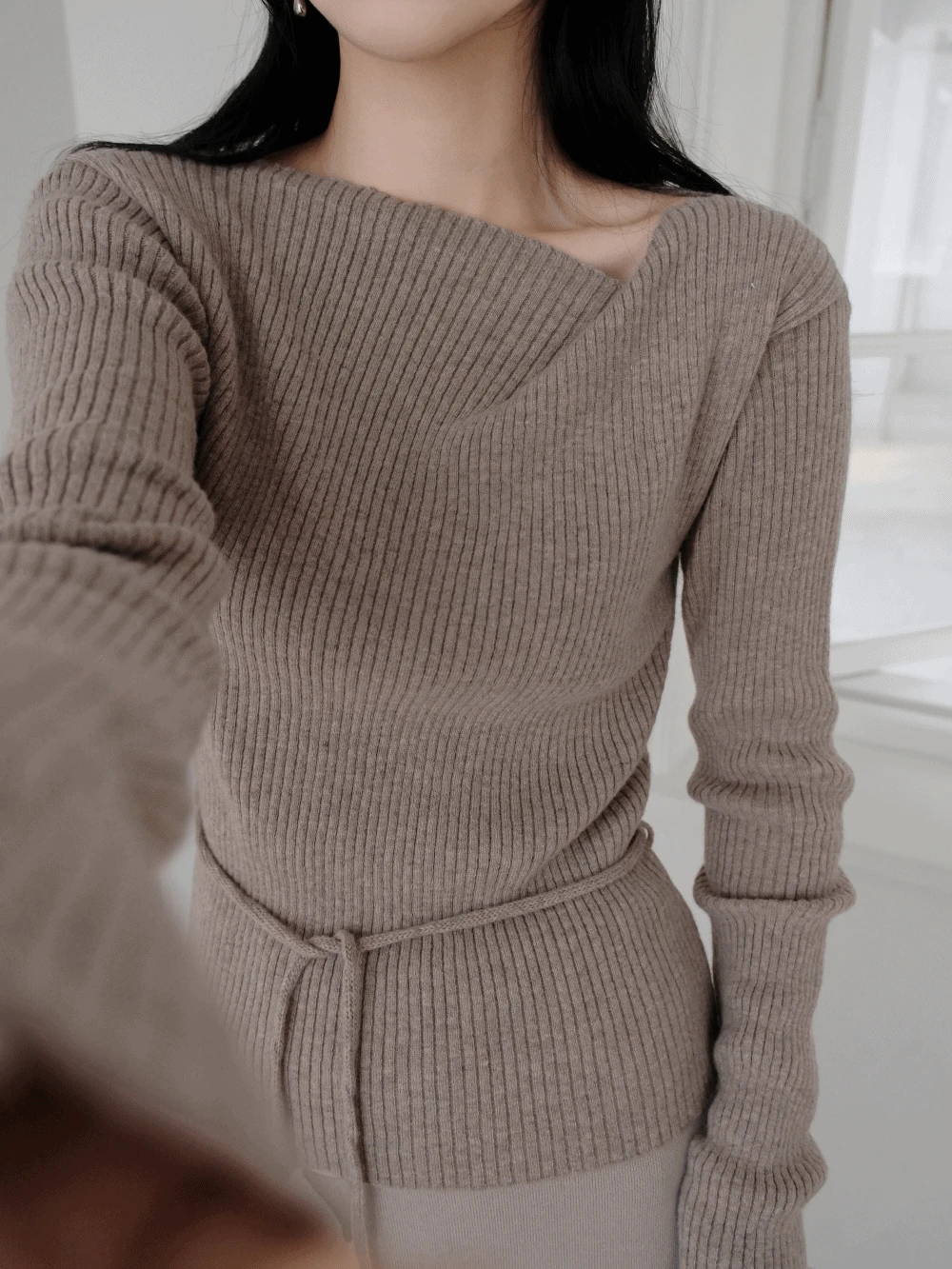 닐라 스트링 골지 끈 니트_Nila knit