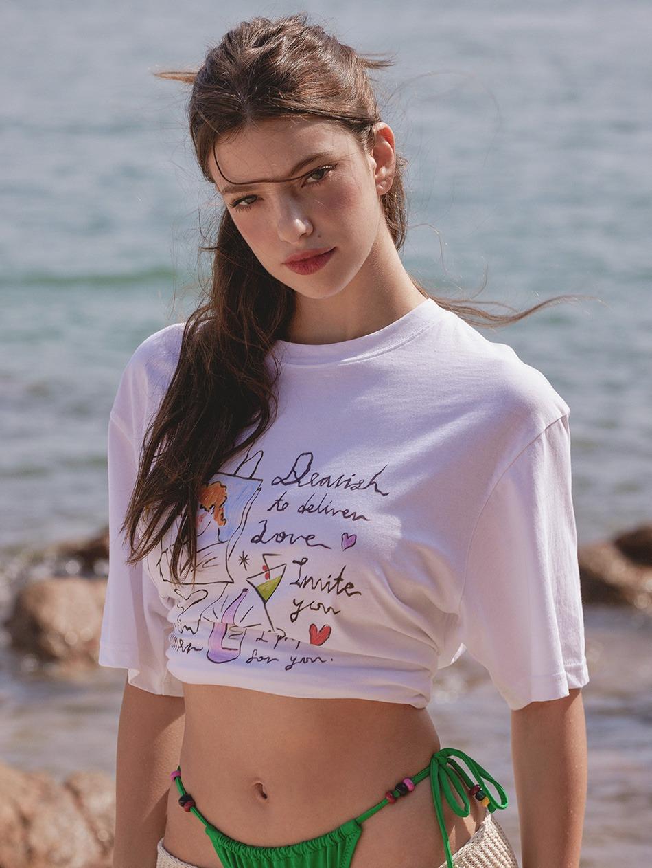 White Cocktail Semi Overfit T-shirt