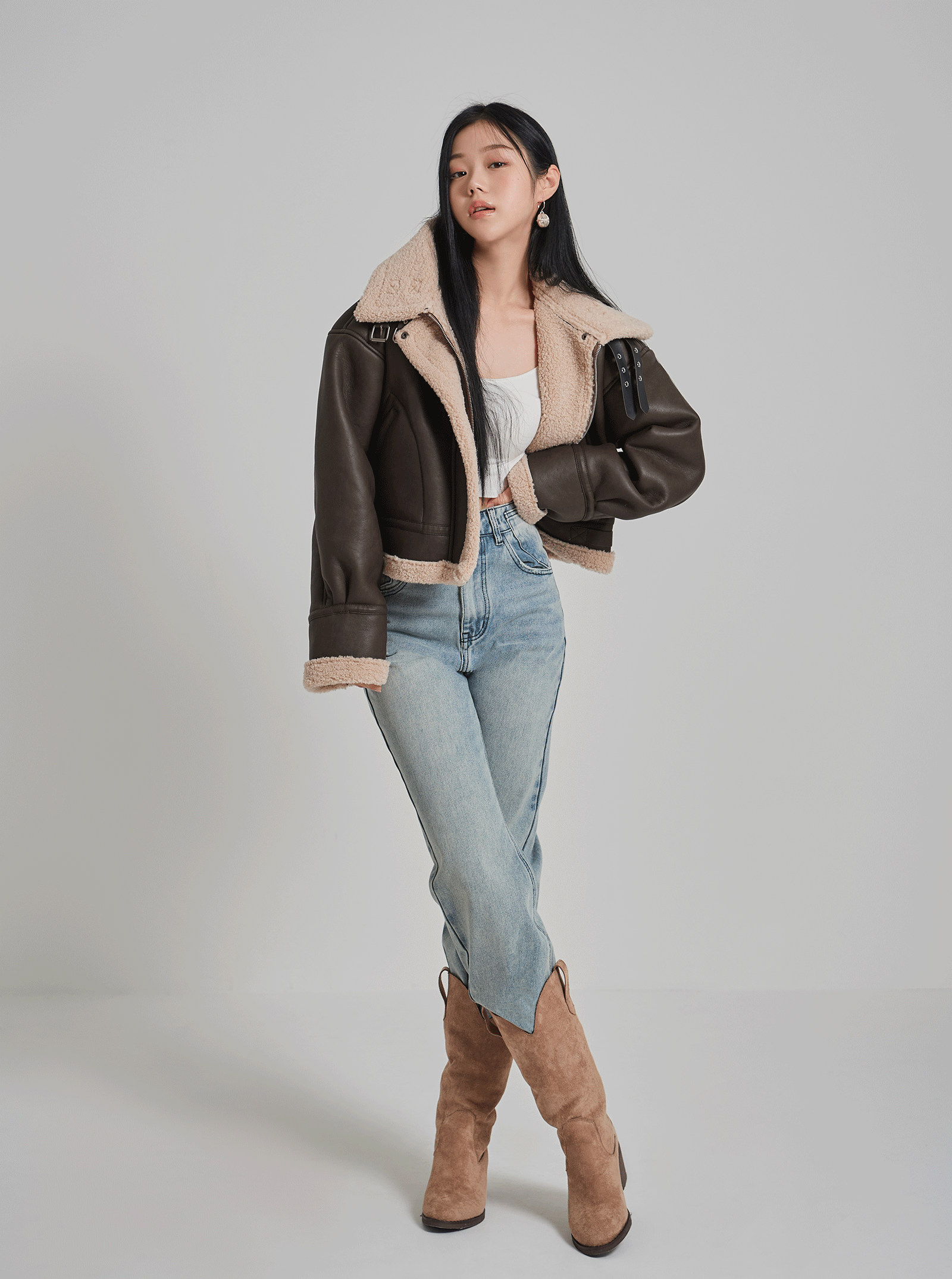 데븐 숏 무스탕