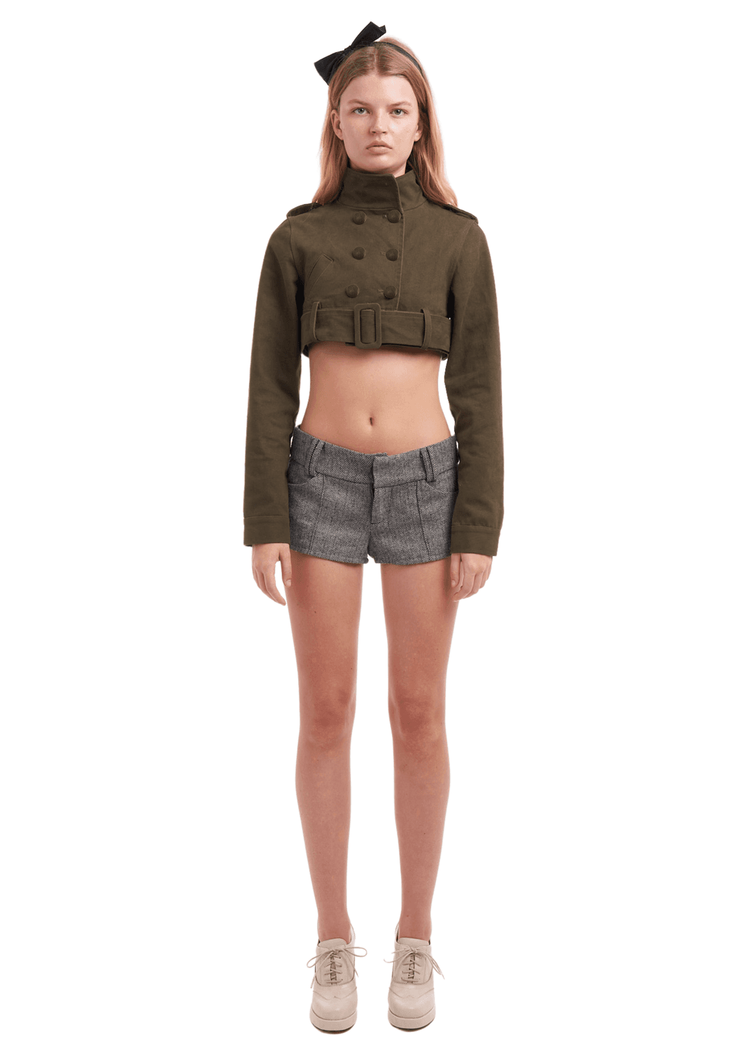 UTILITY CROPPED BOLERO IN KHAKI - Khaki / L