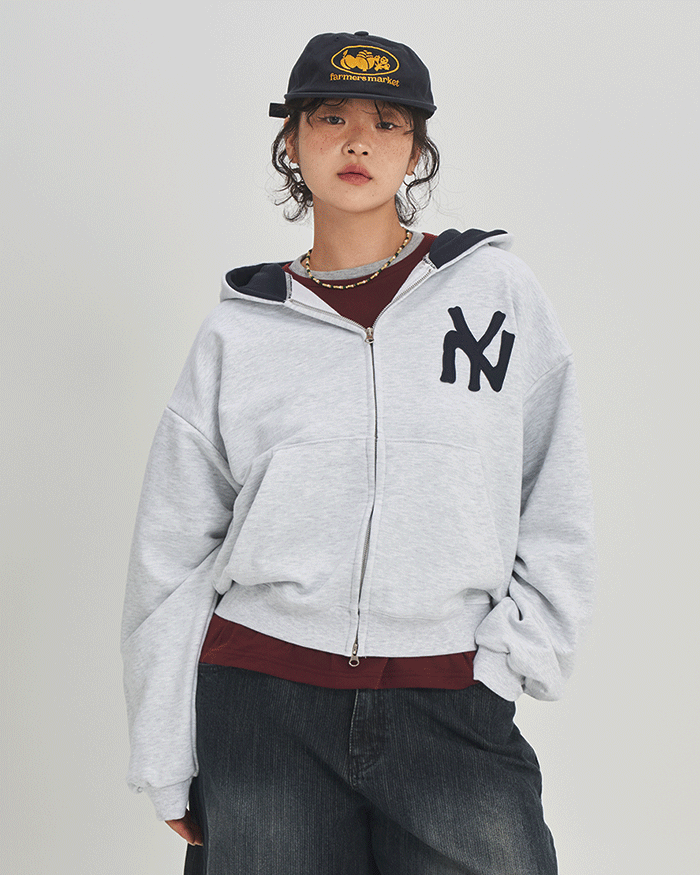 페스토 [💓주문폭주]레이 배색 오버핏 후드 집업