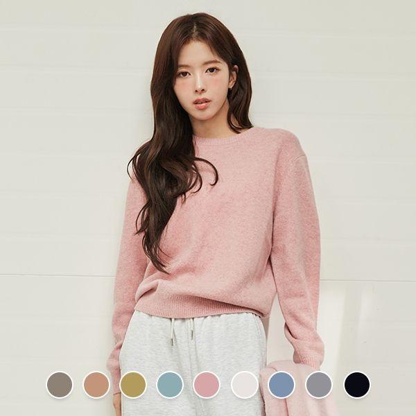 355917 [노정의] 7gg 민자 메리노 울 크루넥 긴팔 니트 스웨터