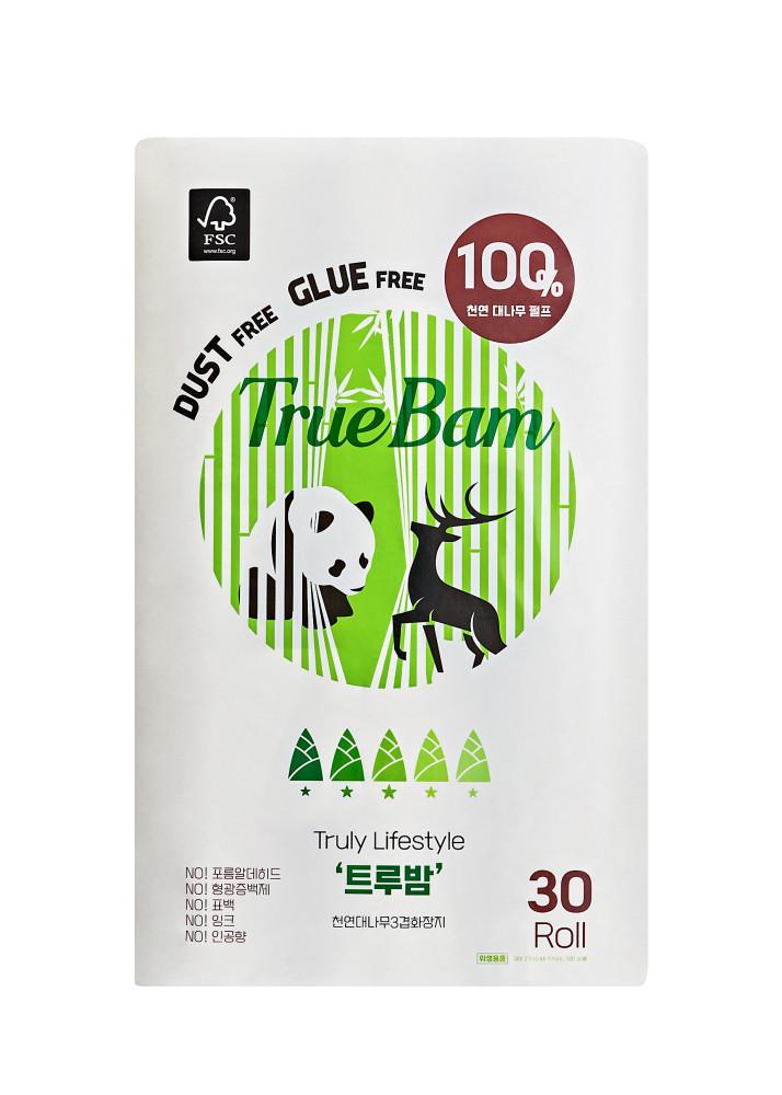 트루밤 30롤 먼지 없고 물에 잘녹는 친환경 대나무 휴지 27m