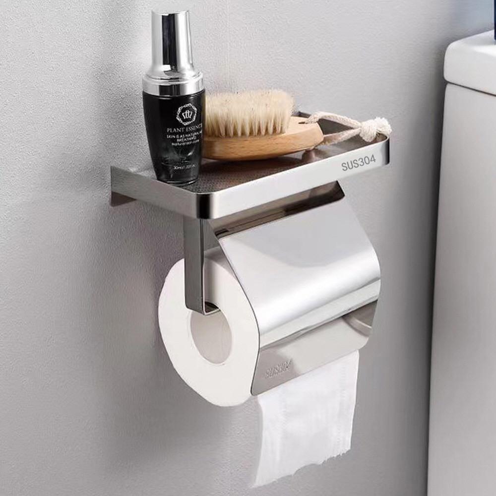 스텐304 무타공 선반 휴지걸이 방수 덮개형 화장실 화장지 걸이
