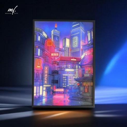충전식 LED 야간 조명 무드등귀여운 동물 애니메이션 아트 네온 시티 나이트 뷰 무드 라이트 페인팅 HD 그림 좁은 베젤 USB 플매트 카펫 러그 디밍 홈 장식 램프 선물 - 조명 | 쿠팡