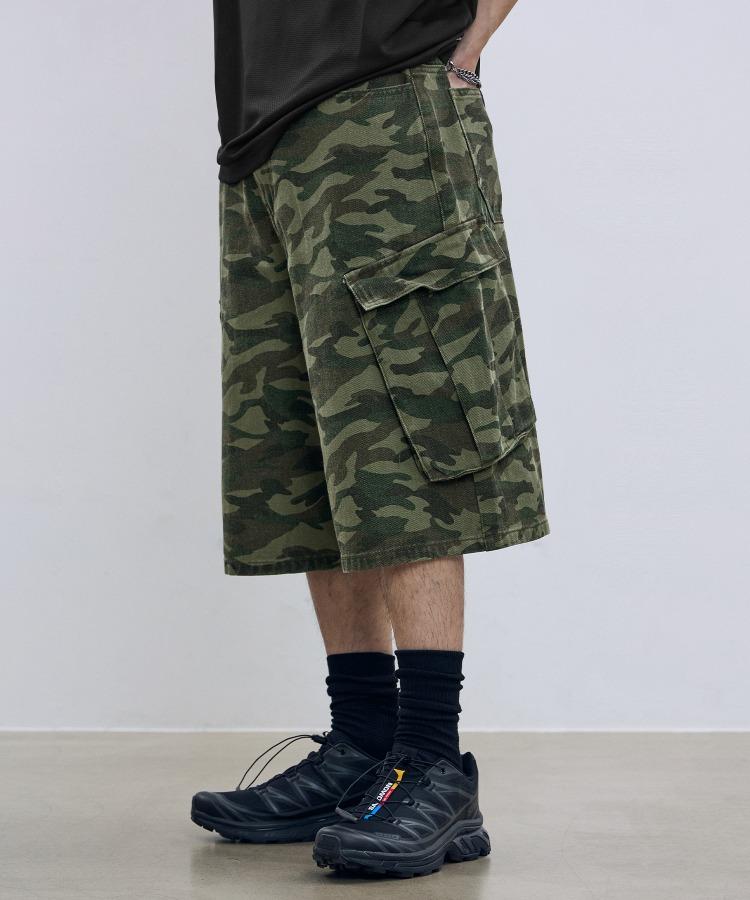 밀리터리 카고 쇼츠-카키