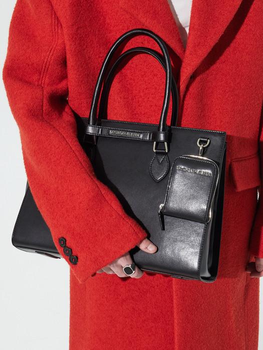 NO.45 LEATHER BRIDGE TOTE M _ BLACK