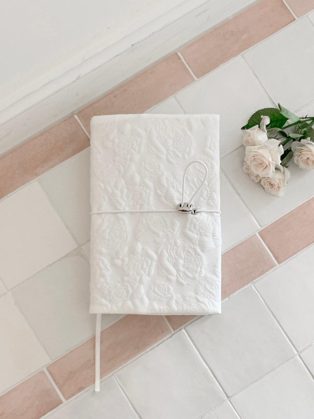 Rosy Book Cover - White (Handmade)
