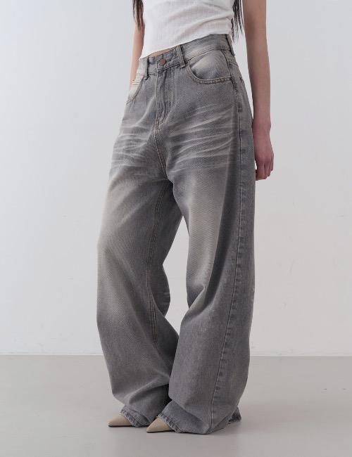 grayish wide denim pants