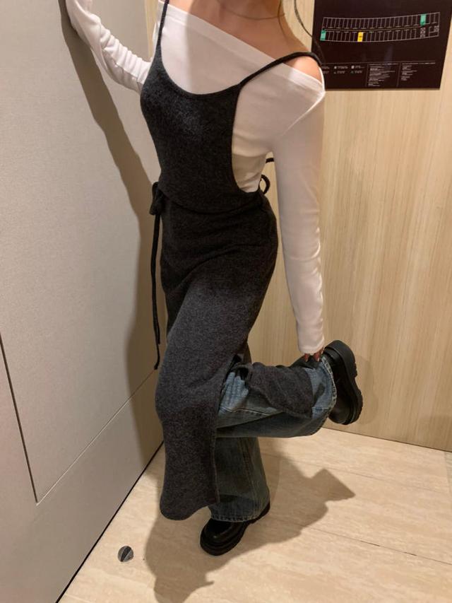 Sleek layered knit ops (2color)