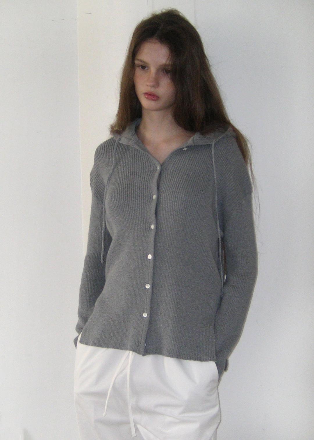 FLOW KNIT HOODIE - MELANGE GRAY