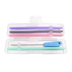 아가프라 실리콘 빨대 4p + 세척솔 + 케이스 세트