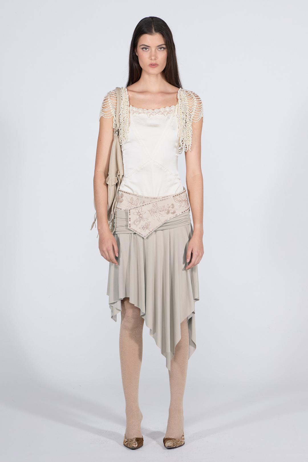 Beaded Jersey Skirt Raw