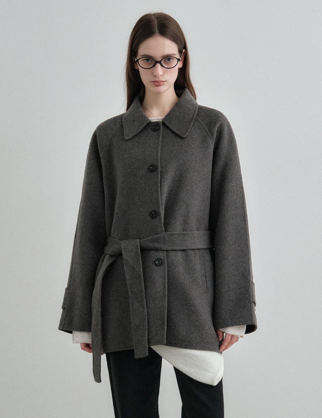 [1/8 예약배송] 캐시미어 울 핸드메이드 하프 코트 그레이 MDCT013GRAY