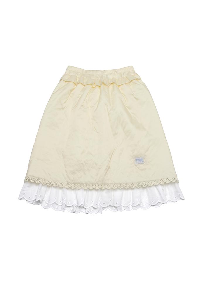 LAYERED LACE PADDED SKIRT VANILLA