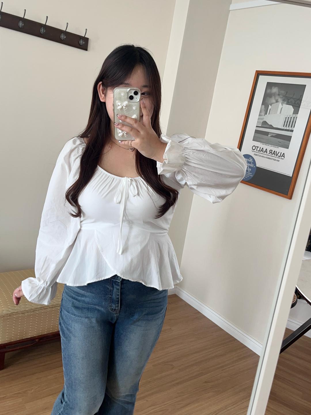 하티66 534 [MADE] 등밴딩 빅사이즈 러플 미니퍼프 블라우스 3color