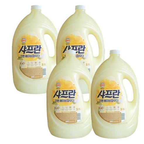 샤프란 시어버터 섬유유연제 코튼 앤 크림 용기형, 3.1L, 4개