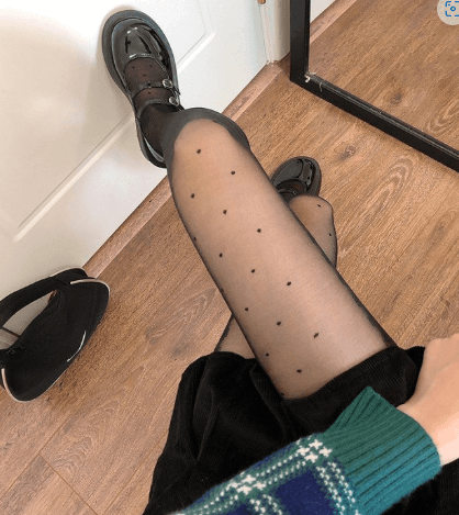 위드삐삐마켓 [당일출고] 시스루 점 무늬 도트 팬티 스타킹 공연 포인트 데일리 점박이